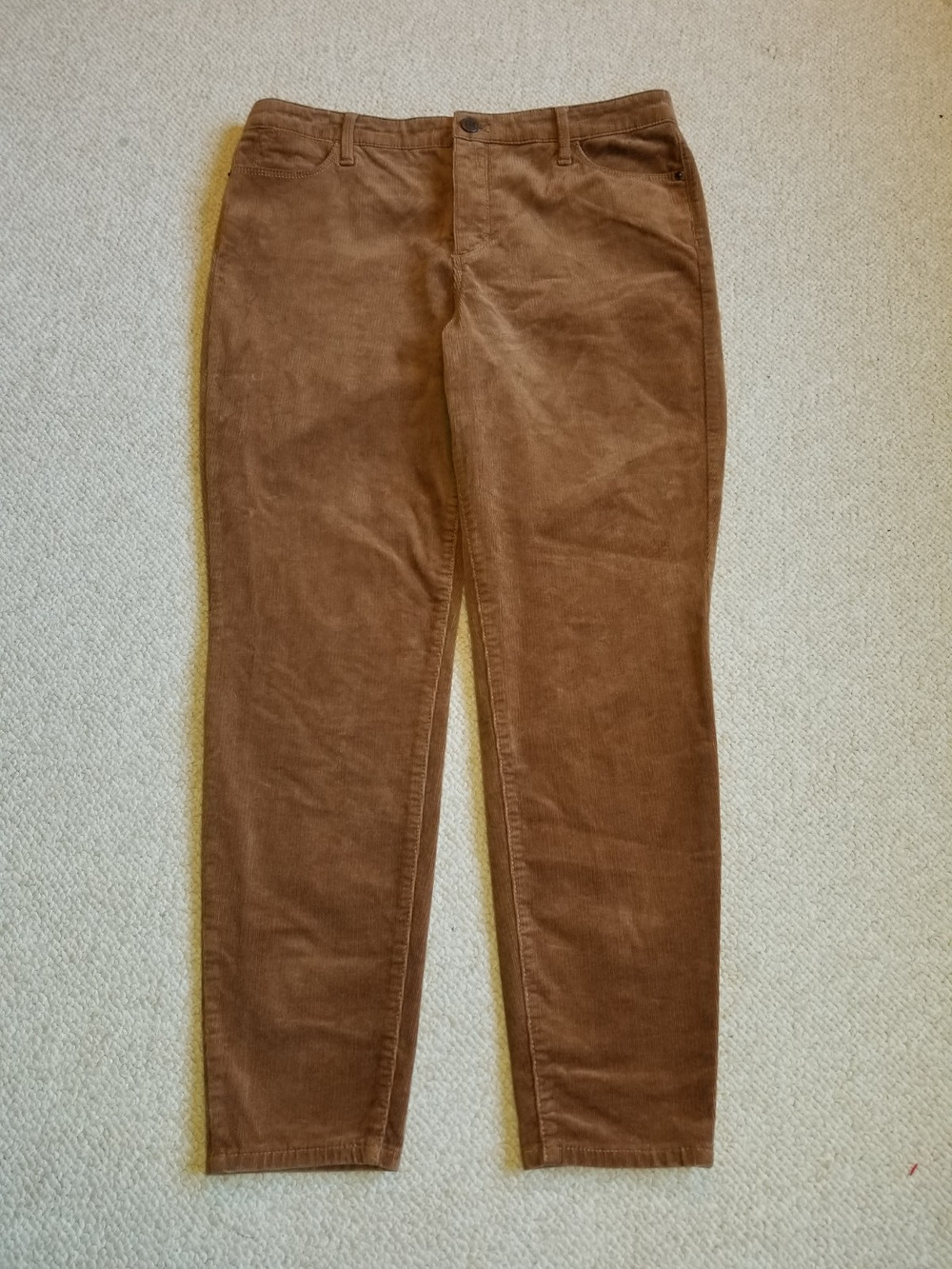 Womens Pants-TALBOTS-brown cotton stretch high rise ankle "Corduroy Jegging"-10P